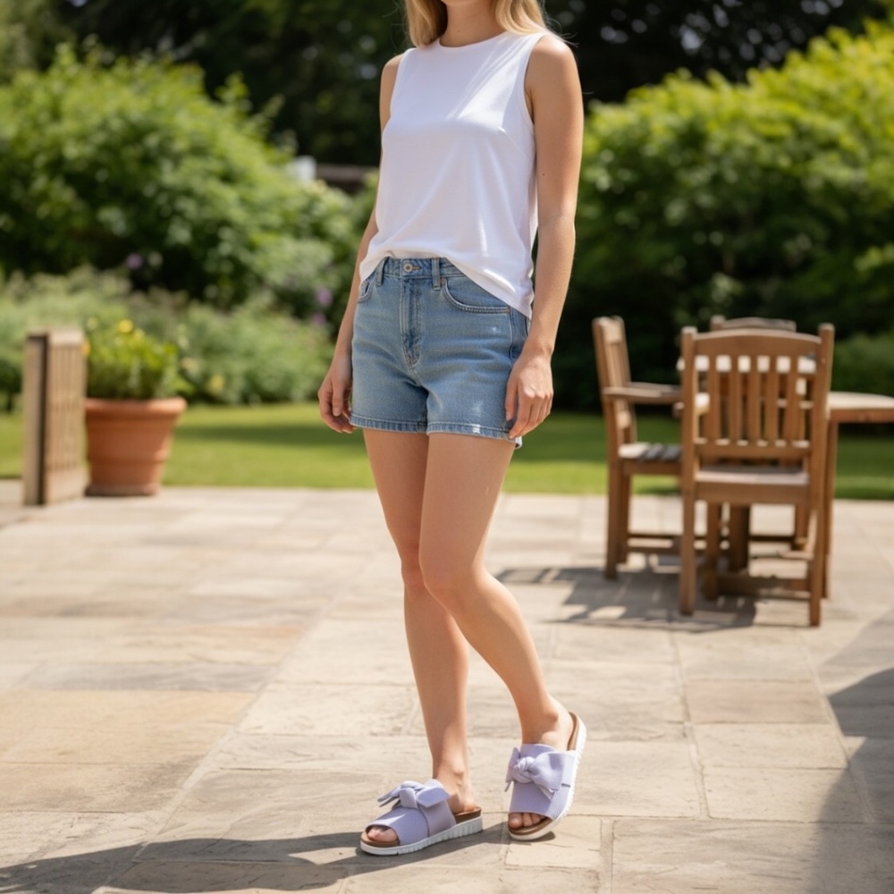 Bernie Mev Freesia Slide sandal, Light Lavender, Bow Detail, Comfort Footbed NWB - Picture 2 of 7